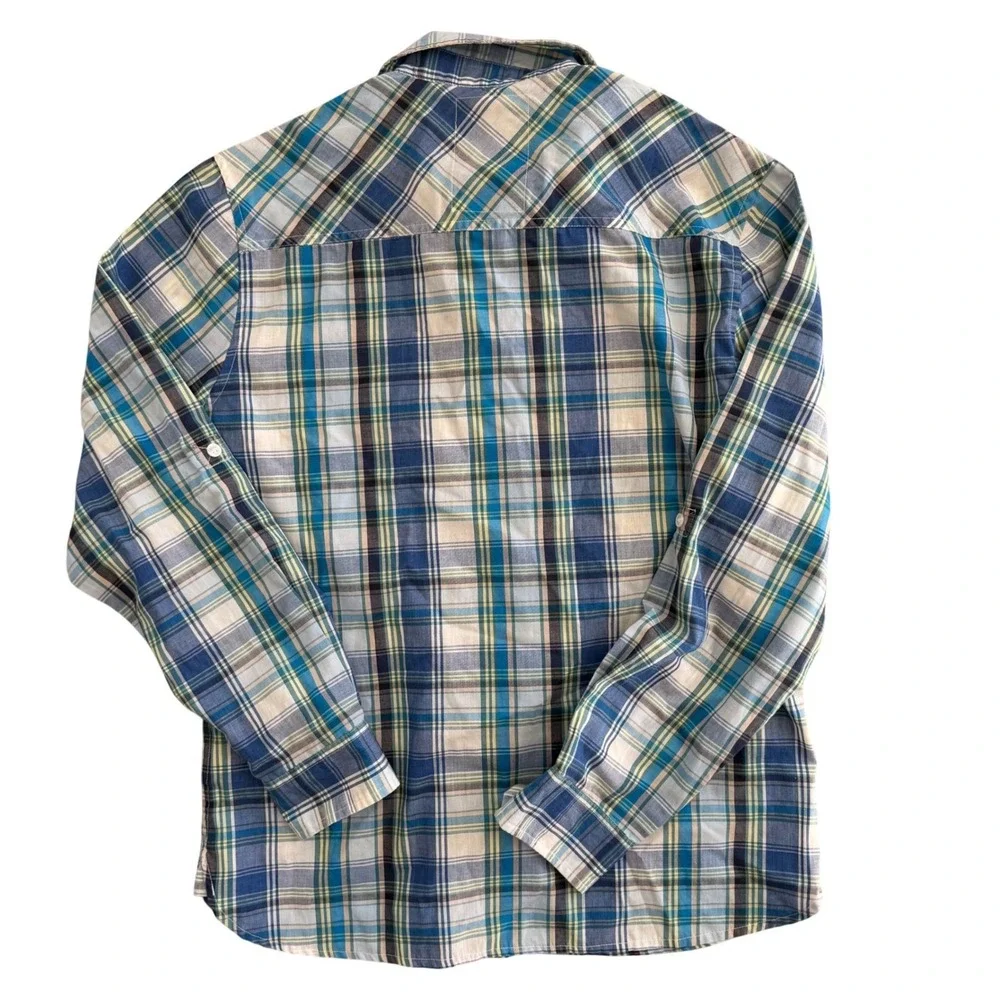 Levi's Plaid Button-Up Shirt Blue Yellow Long Sleeve Casual Men's Size Medium